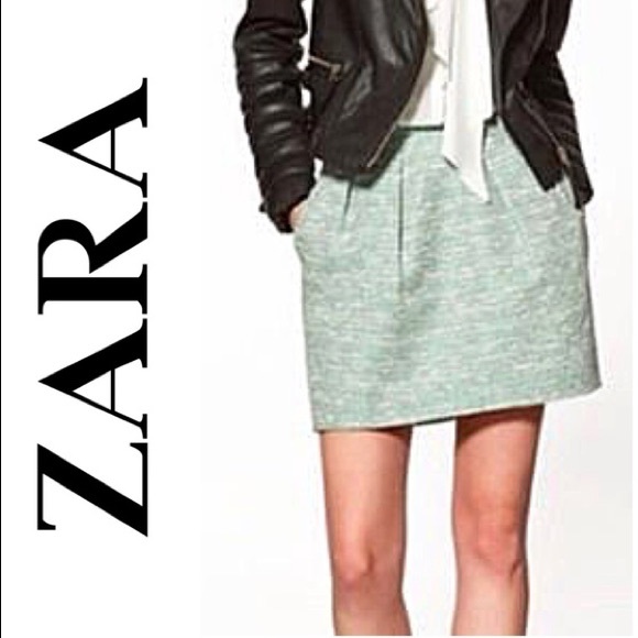 Zara Woman Mint Green Tweed Mini Skirt - Picture 16 of 16